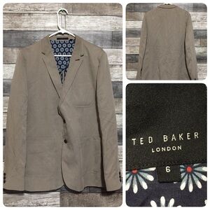 Ted Baker London Lyocell Linen Blend Blazer Men’s Size 6 Brown Tan 2 Button